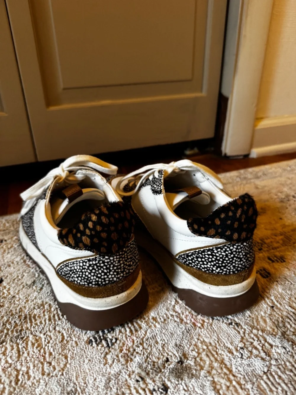 Madewell Leather & Calf Hair Lace-Up Sneakers Women's 7 EUC
